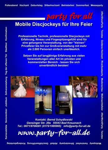 ...die Discjockeys für Ihre Feier - party-for-all DJ-Service bundesweit